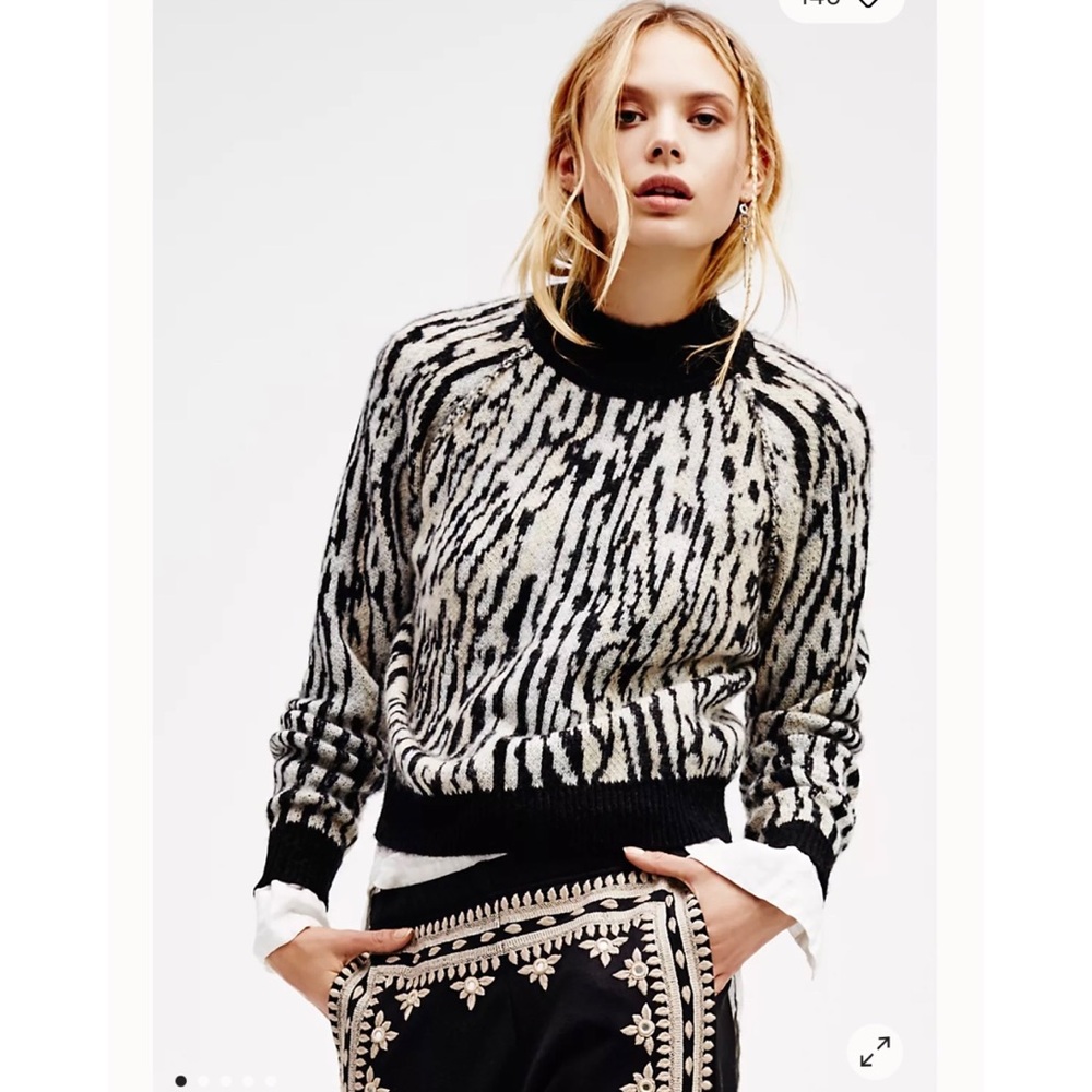 Free people leave me wild animal print knit pullover